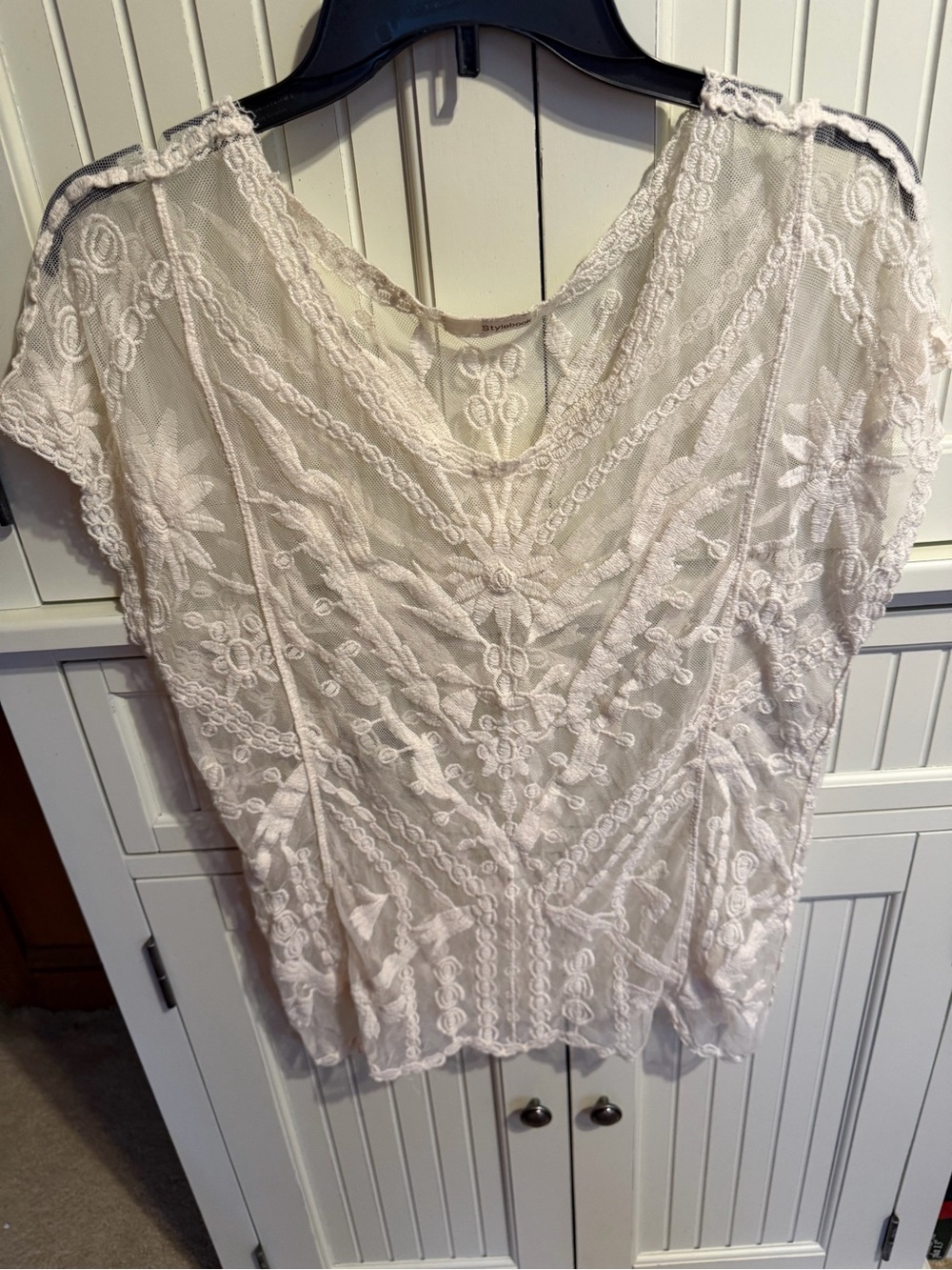 Light Cream Embroidered Women's Lace Top